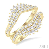 1 ctw Triple Row Round Cut Diamond Insert Ring in 14K Yellow Gold